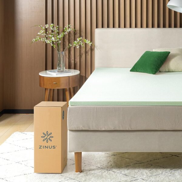 ZINUS 2 Inch Green Tea Memory Foam Mattress Topper, Smaller, More Convenient WonderBox Packaging, Pressure-Relieving Layers, CertiPUR-US Certified, Full - Image 4
