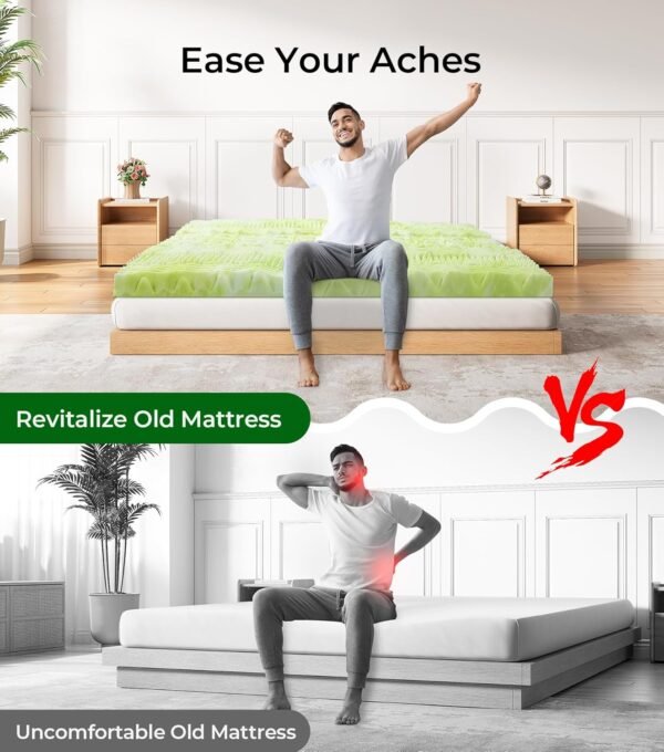 3 Inch Memory Foam Mattress Topper, 7-Zone Queen Mattress Topper for Back Pain, Gel Cooling Mattress Topper, Slow-Rebound Egg Crate Foam Pad, Pressure Relieving Bed Topper Queen - Image 5