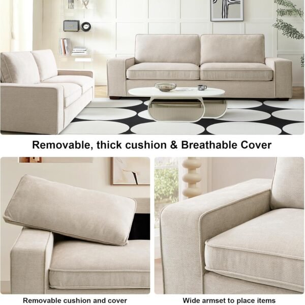 EMONIA 2 Person Love Seat Couches, Chenille Pet-Friendly Small Sofa for Small Spaces Dorm/Bedroom/Apartment/Office (Beige, 88.58'') - Image 5
