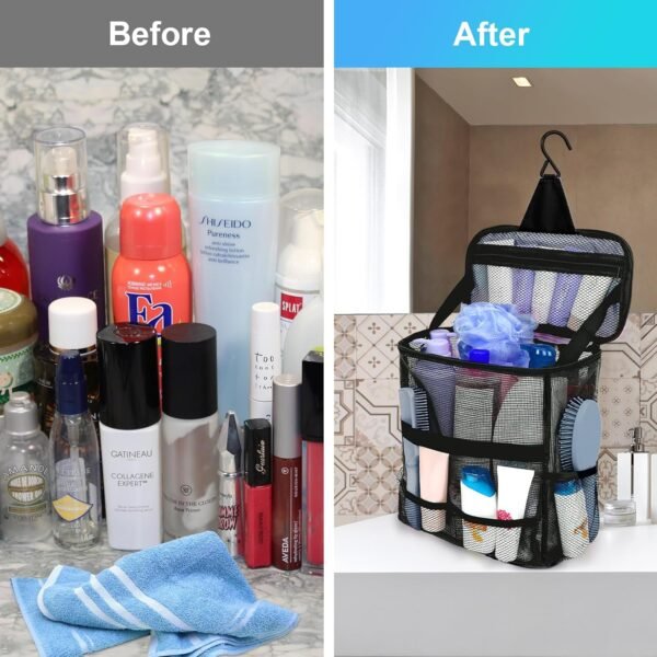 Dorm Room Essentials for College Students Girls Boys Guys, Large Capacity Mesh Shower Caddy Portable with Hanging Hook, Quick Dry Shower Bag for Camping, Beach Essentials, Birthday Gifts for Women Men - Image 7