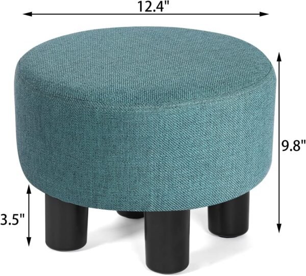Asense Round Footrest Ottoman Footstools Padded Small Seat with Non-Skid Legs (Blue, Round) - Image 3