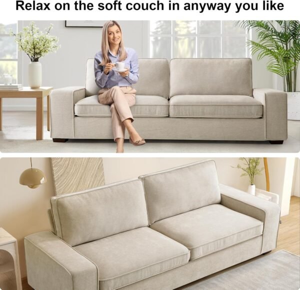 EMONIA 2 Person Love Seat Couches, Chenille Pet-Friendly Small Sofa for Small Spaces Dorm/Bedroom/Apartment/Office (Beige, 88.58'') - Image 7