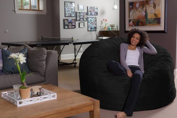Sofa Sack Bean Bag Chair - Plush, Ultra Soft - Memory Foam Bean Bag Chair with Microsuede Cover - Stuffed Foam Filled Furniture and Accessories for Dorm Room 6 Feet - Black - Image 3