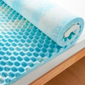 PERLECARE 3-Inch Twin Egg Crate Memory Foam Mattress Topper for Pressure Relief, Cooling Mattress Topper Twin, Gel Infused & Ventilated Design, CertiPUR-US Certified Twin Bed Topper, Blue, PCMT02BU-T3
