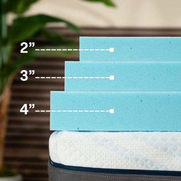 Clara Clark Memory Foam Mattress Topper, 3 Inch Twin XL Mattress Topper, Ventilated Design & Cooling Gel Infused Mattress Pads, College Dorm Room Essentials Cooling Mattress Topper Twin XL Size 3" - Image 2