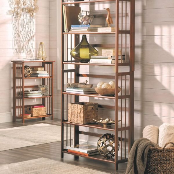 Casual Home 3-Shelf 27.5" Wide Folding Stackable Bookcase, Chestnut (New) - Image 5