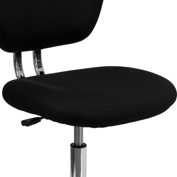 Flash Furniture Beverly Mid-Back Swivel Mesh Office Chair with Padded Seat, Height-Adjustable Ergonomic Padded Office Desk Chair, Black/Chrome - Image 10