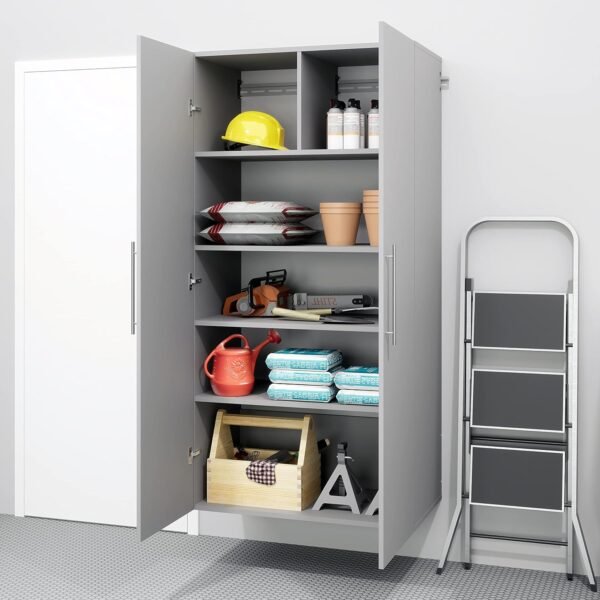 Prepac HangUps Large Storage Cabinet - Immaculate Light Gray 36" Cabinet with Storage Shelves and Doors; Ideal for Bin and General Storage Solutions - Image 4