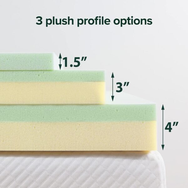 ZINUS 3 Inch Green Tea Memory Foam Mattress Topper, Pressure-Relieving Layers, CertiPUR-US Certified, Twin - Image 8