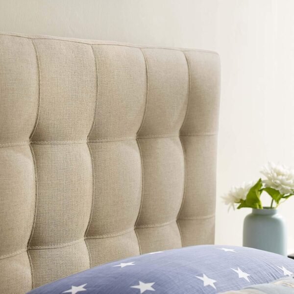 Modway Lily Tufted Linen Fabric Upholstered Twin Headboard in Beige - Image 9
