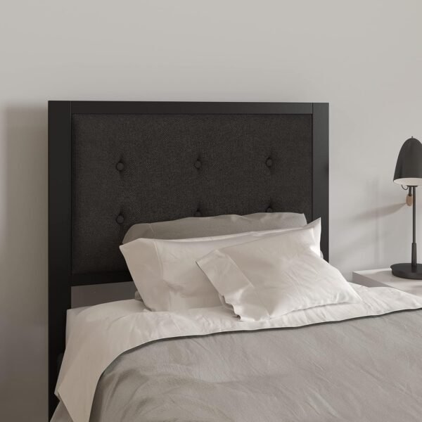 Merrick Lane Camden Headboard - Twin Size Contemporary Black Tufted Fabric Headboard - Adjustable Rail Slots - Image 4