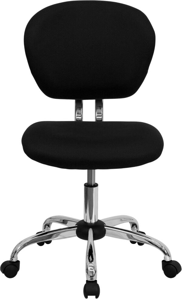 Flash Furniture Beverly Mid-Back Swivel Mesh Office Chair with Padded Seat, Height-Adjustable Ergonomic Padded Office Desk Chair, Black/Chrome - Image 9