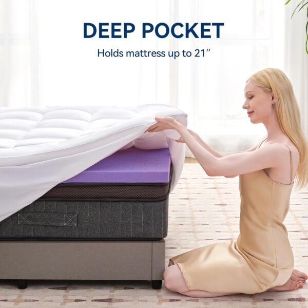 BDEUS Dual Layer 4 Inch Memory Foam Mattress Topper Twin XL Size for Dorm Room, 2 Inch Gel Memory Foam Plus 2 Inch Down Alternative Quilted Pillow Top Mattress Pad Cover,College Dorm Essentials,White - Image 6