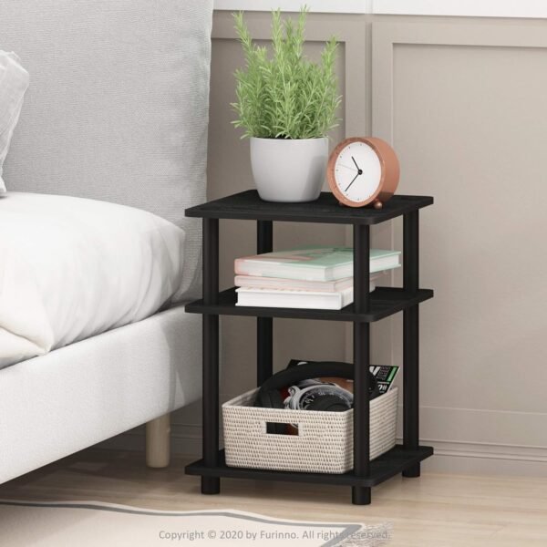 Furinno Turn-N-Tube Easy Assembly Multipurpose End Table / Side Table / Sofa Table / Nightstand, Round Tubes, Blackwood - Image 2