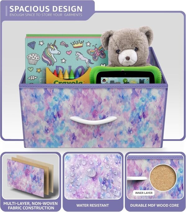Sorbus Dresser with 8 Drawers - Furniture Storage Chest Tower Unit for Bedroom, Hallway, Closet, Office Organization Steel Frame, Wood Top, Easy Pull Fabric Bins (8-Drawer, Tie-dye Blue/Pink/Purple) - Image 5