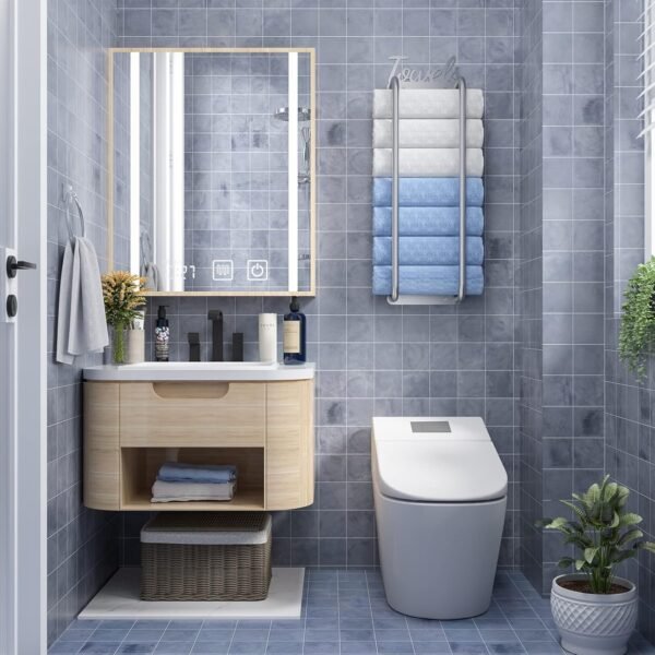 Wall Towel Holder for Rolled Towels, Towel Racks for Bathroom, Towel Rack Wall Mounted for Hand Towels, Washcloths in Small Bathroom/RV/Camper, Silver - Image 4