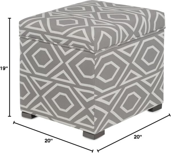 MJL Furniture Designs Tami Square Storage Ottoman, Fabric Upholstered Cube for Living Room, Bedroom or Dorm, Extra Seating Perfect for Small Spaces, 20 Inch, Metal - Image 3