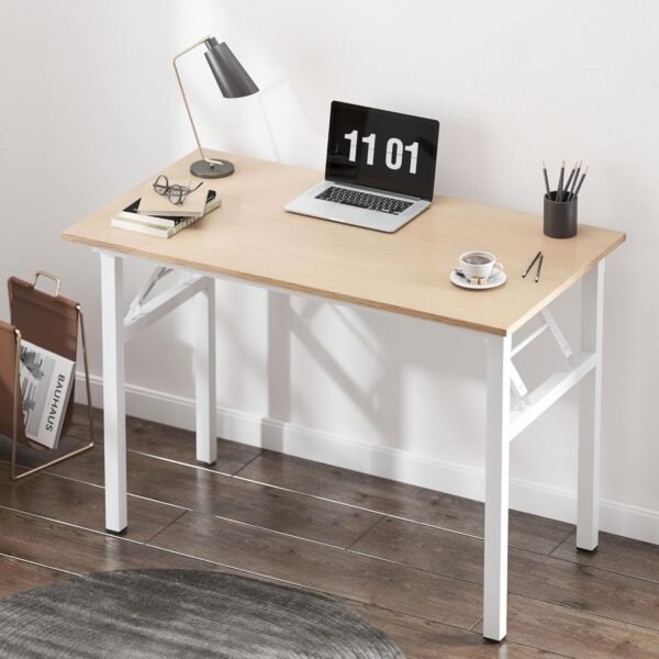 Need Small Desk 31 1/2" No Assembly Foldable Writing Table,Sturdy and Heavy Duty Folding Computer Desks for Small Space/Home Office/Dormitory AC5AW(80 * 40) - Image 2