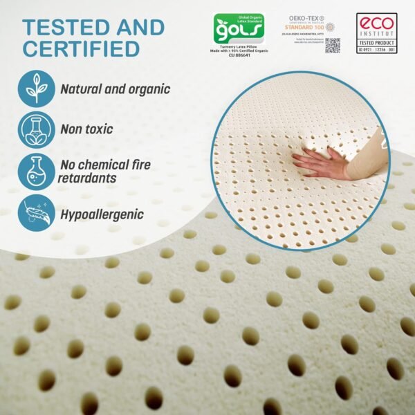 7 Zone Green Natural Organic Latex Mattress Topper Twin XL Size - 3 inch - Medium Firmness - GOLS Certified Latex Foam Bed Pad for College Dorm Room Durable and Breathable Zonal Support - Image 4