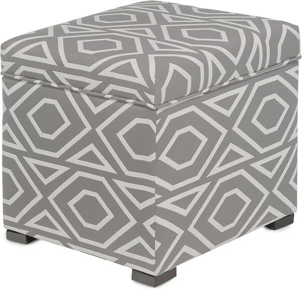 MJL Furniture Designs Tami Square Storage Ottoman, Fabric Upholstered Cube for Living Room, Bedroom or Dorm, Extra Seating Perfect for Small Spaces, 20 Inch, Metal