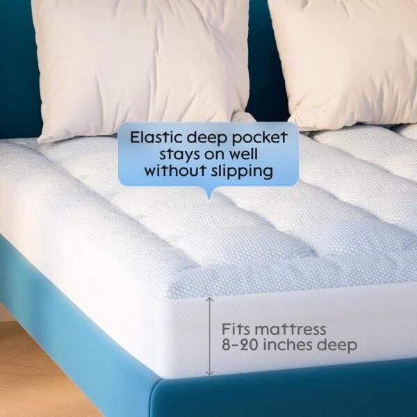 Niagara Cooling Twin XL Mattress Topper - Pillow Top Mattress Cover Quilted Fitted Cooling Topper for Back Pain Deep Pocket Fits 20 Inches (39x80 Inches) - Image 6