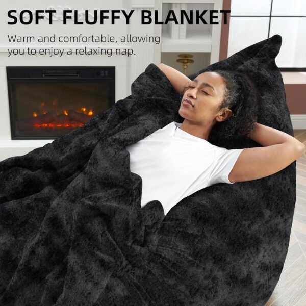 3 in 1 Bean Bag Chair, Giant Bean Bag Chair for Adult, Bean Bag Sofa with Removable Cover and Ultra Soft Blanket, Comfy Chair for Living Room, Bedroom and Dorm (Black) - Image 6