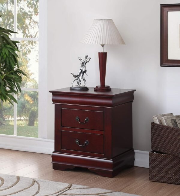 Harper & Bright Designs Nightstand with 2 Drawers, Small Dresser, Bedside Furniture, Night Stand, End Table with Storage for Bedroom, Living Room, College Dorm (Cherry) - Image 4