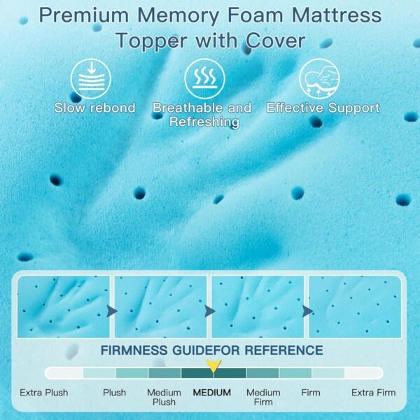 Airensky 2 Inch Memory Foam Mattress Topper,Cooling Gel Infused High Density Twin(39"x75") Topper with Removable Skin-Friendly Cover,Bed Topper for Pressure Relief Back Pain, CertiPUR-US Certified - Image 3