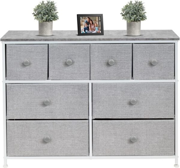 Sorbus Dresser with 8 Drawers - Chest Clothing Organizer Unit with Steel Frame Wood Top Knob Handle Easy Pull Fabric Bins - Large Storage Furniture for Bedroom, Hallway, Living Room, Nursery & Closet - Image 7