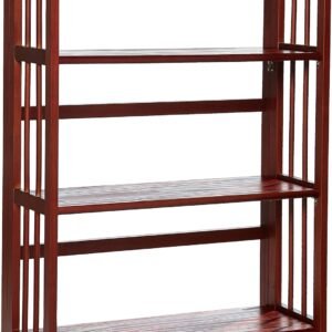 Casual Home 3-Shelf Folding Stackable Bookcase (27.5″ Wide)-Walnut