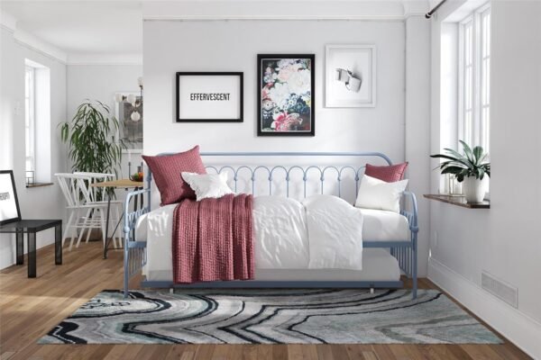Novogratz Bright Pop Metal Daybed with Trundle, Twin, Stone Blue - Image 5