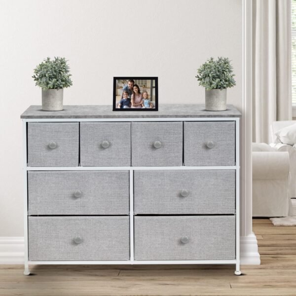 Sorbus Dresser with 8 Drawers - Chest Clothing Organizer Unit with Steel Frame Wood Top Knob Handle Easy Pull Fabric Bins - Large Storage Furniture for Bedroom, Hallway, Living Room, Nursery & Closet - Image 5