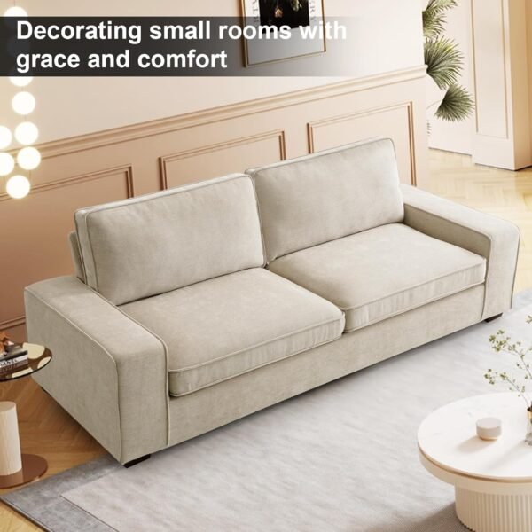 EMONIA 2 Person Love Seat Couches, Chenille Pet-Friendly Small Sofa for Small Spaces Dorm/Bedroom/Apartment/Office (Beige, 88.58'') - Image 8