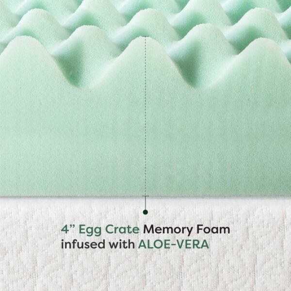 Best Price Mattress 4 Inch Egg Crate Memory Foam Mattress Topper with Calming Aloe Infusion, CertiPUR-US Certified, King - Image 5