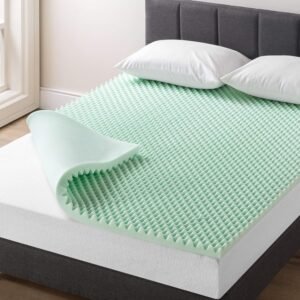 Best Price Mattress 2 Inch Egg Crate Memory Foam Mattress Topper with Calming Aloe Infusion, CertiPUR-US Certified, Full, Green
