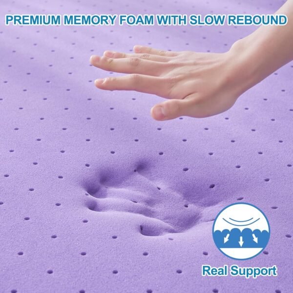 2 Inch Mattress Topper Twin XL(39"×80"), Cooling Gel Infused Bed Toppers for Twin Size Bed, Soft Mattress Pads for Sleeper Sofa, RV, Camper, CertiPUR-US Certified, Purple - Image 2