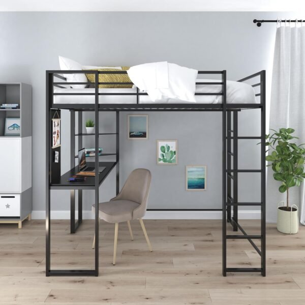 DHP Abode Full Size Metal Loft Bed, Black - Image 3