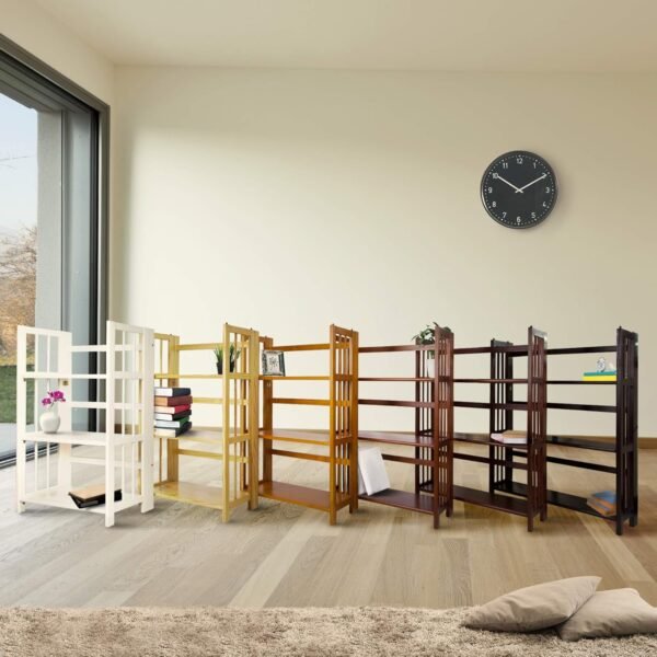 Casual Home 3-Shelf Folding Stackable Bookcase (27.5" Wide)-Walnut - Image 9