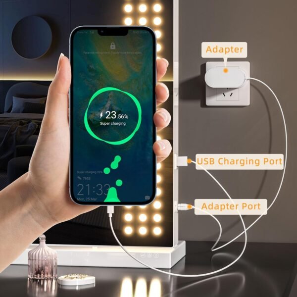Hasipu Vanity Mirror with Lights, 32" x 22" LED Makeup Mirror, Lighted Makeup Mirror with Dimmable 3 Modes, Touch Screen Control Vanity Mirror White - Image 4