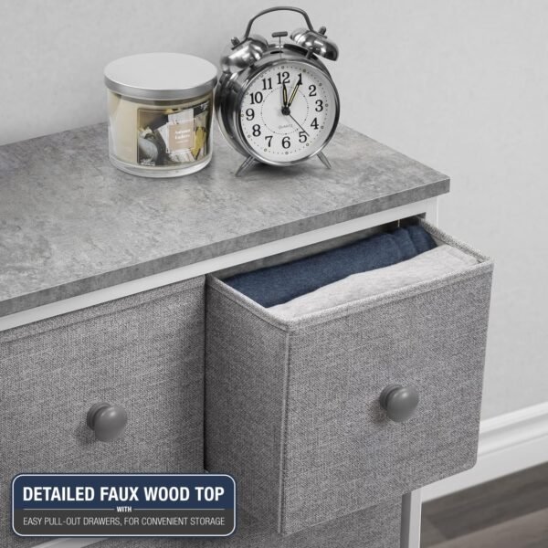 Sorbus Dresser with 8 Drawers - Chest Clothing Organizer Unit with Steel Frame Wood Top Knob Handle Easy Pull Fabric Bins - Large Storage Furniture for Bedroom, Hallway, Living Room, Nursery & Closet - Image 4