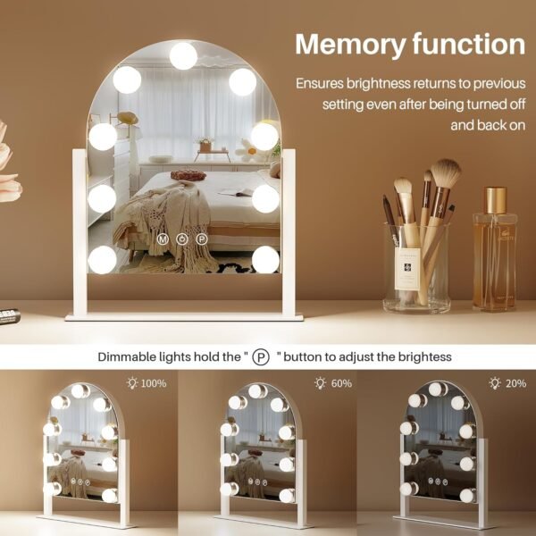 ZL ZELing Makeup Mirror with Lights, Vanity Mirror with Lights, Lighted Makeup Mirror, 3 Color Modes, Dimmable Light,360° Rotation - Image 3