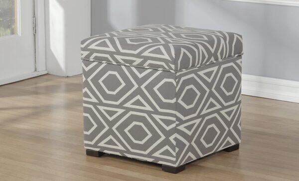 MJL Furniture Designs Tami Square Storage Ottoman, Fabric Upholstered Cube for Living Room, Bedroom or Dorm, Extra Seating Perfect for Small Spaces, 20 Inch, Metal - Image 2