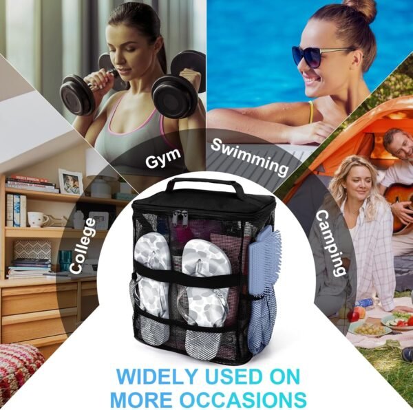 Dorm Room Essentials for College Students Girls Boys Guys, Large Capacity Mesh Shower Caddy Portable with Hanging Hook, Quick Dry Shower Bag for Camping, Beach Essentials, Birthday Gifts for Women Men - Image 6