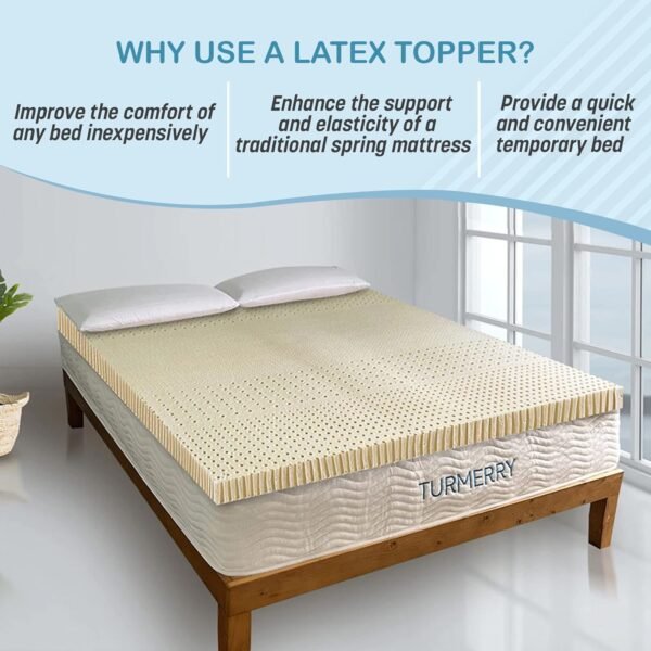 7 Zone Green Natural Organic Latex Mattress Topper Twin XL Size - 3 inch - Medium Firmness - GOLS Certified Latex Foam Bed Pad for College Dorm Room Durable and Breathable Zonal Support - Image 6