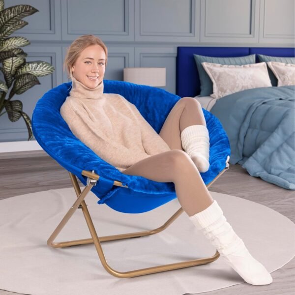Milliard Cozy Chair/Faux Fur Saucer Chair for Bedroom/X-Large (Royal Blue) - Image 2
