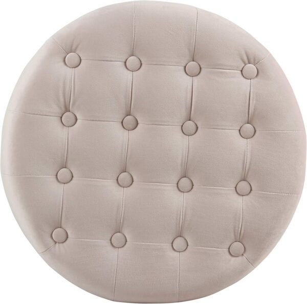 Homepop Home Decor | Upholstered Round Velvet Tufted Foot Rest Ottoman | Ottoman with Storage for Living Room & Bedroom | Decorative Home Furniture, Pink Blush Small - Image 7
