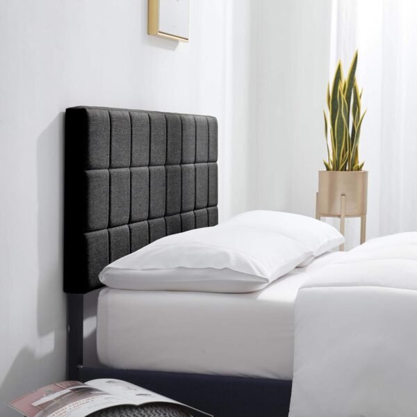 Hearth & Harbor Twin Headboard Only, Square Tufted Linen Headboards, Upholstered Bed Headboard, Bed Frame Mounted, Adjustable Height 34”-42”, Modern Headboard Twin Size, Black - Image 5