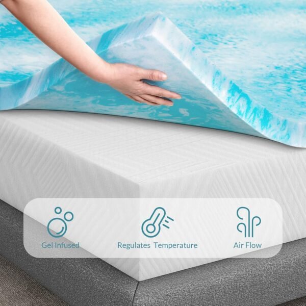 Airdown Mattress Topper, 3 Inch Gel Infused Memory Foam Mattress Topper, Twin - Image 4
