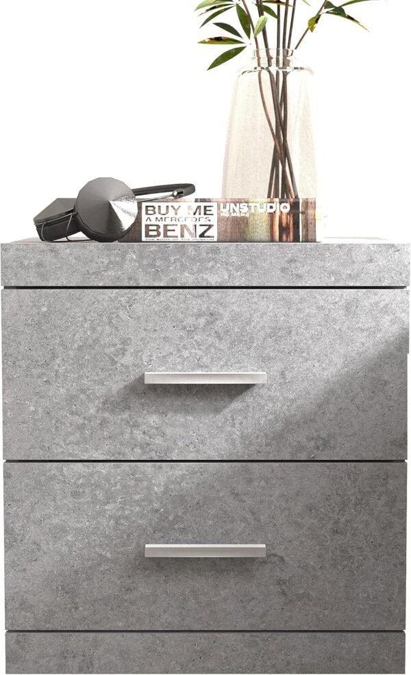 Galano Carmelo Nightstand, Bed Side Table with Rustic Design Drawers, Night Stand for Bedroom, 2 Drawer Storage End Table, for Living Room, 16.26" D x 18.9" W x 20.31" H, Cool Grey - Image 3