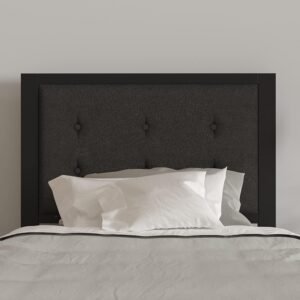 Merrick Lane Camden Headboard – Twin Size Contemporary Black Tufted Fabric Headboard – Adjustable Rail Slots